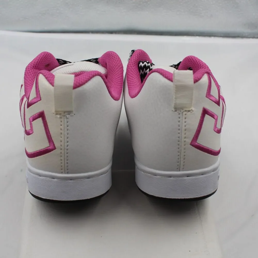 DC Court Graffik Size 6.5Y Youth Padded Low Top Skate Shoes Sneakers White Pink